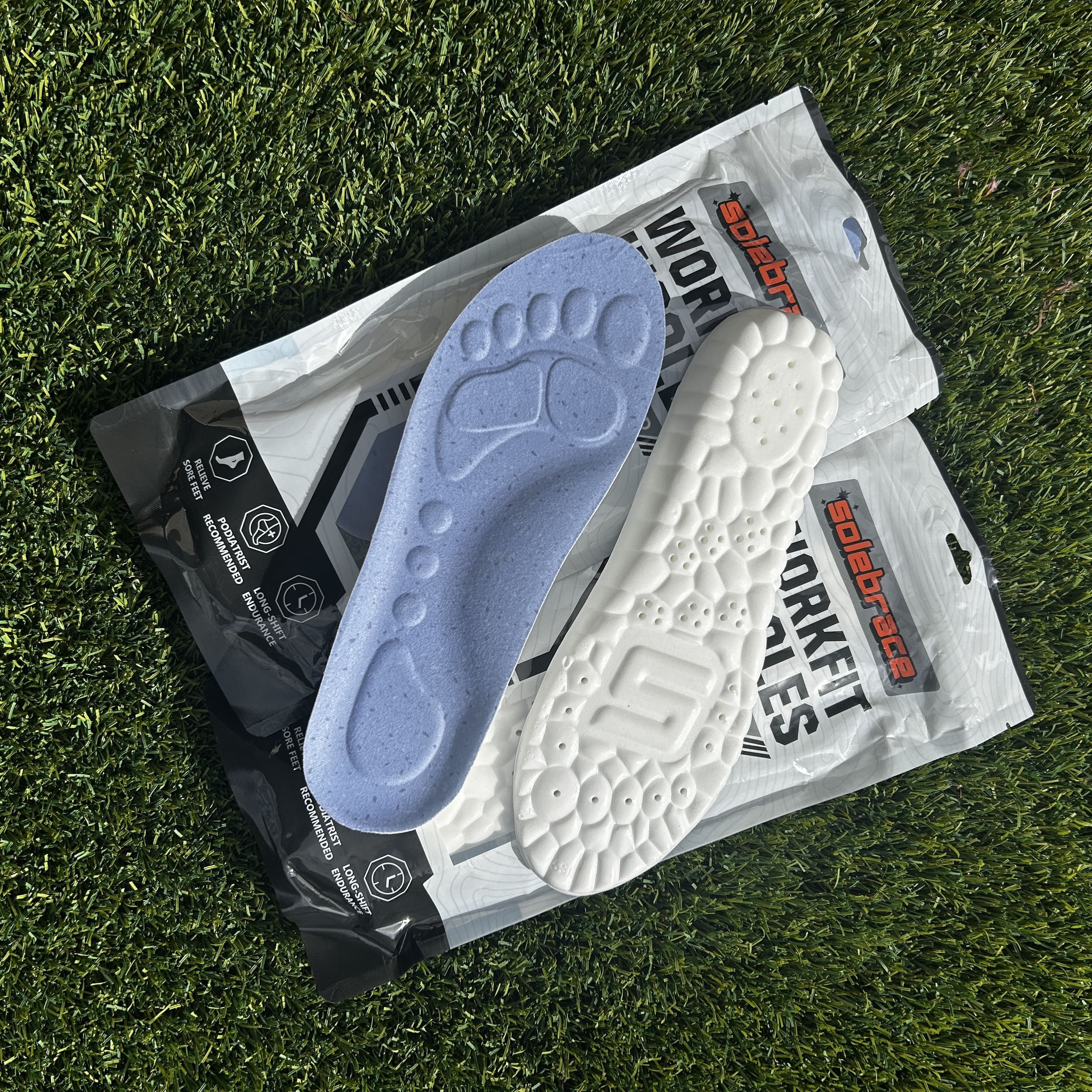 SoleBrace WorkFit insoles on their packaging