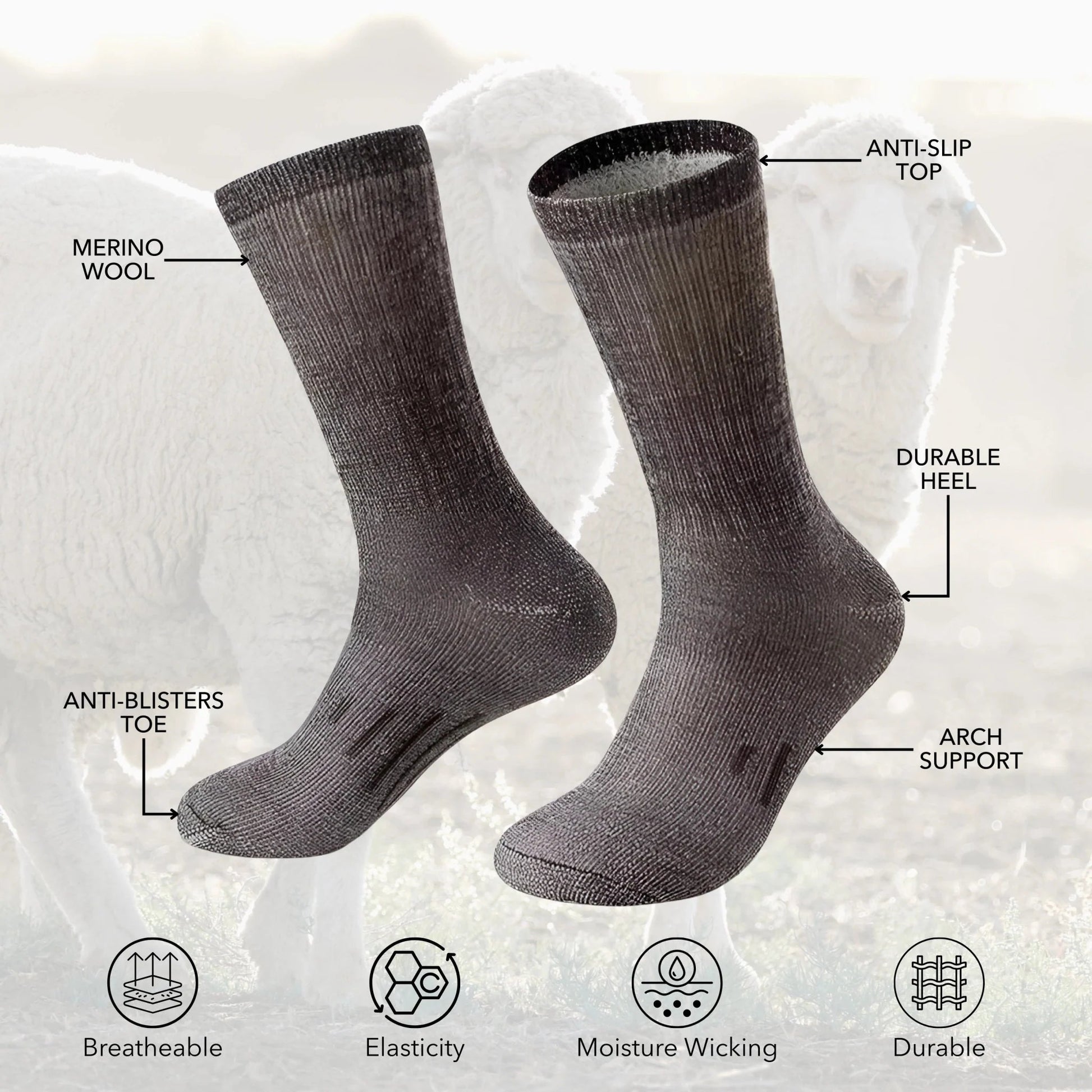 Premium Merino Wool WorkFit™ Socks - SoleBrace: Plantar Fasciitis Relief & Foot Support