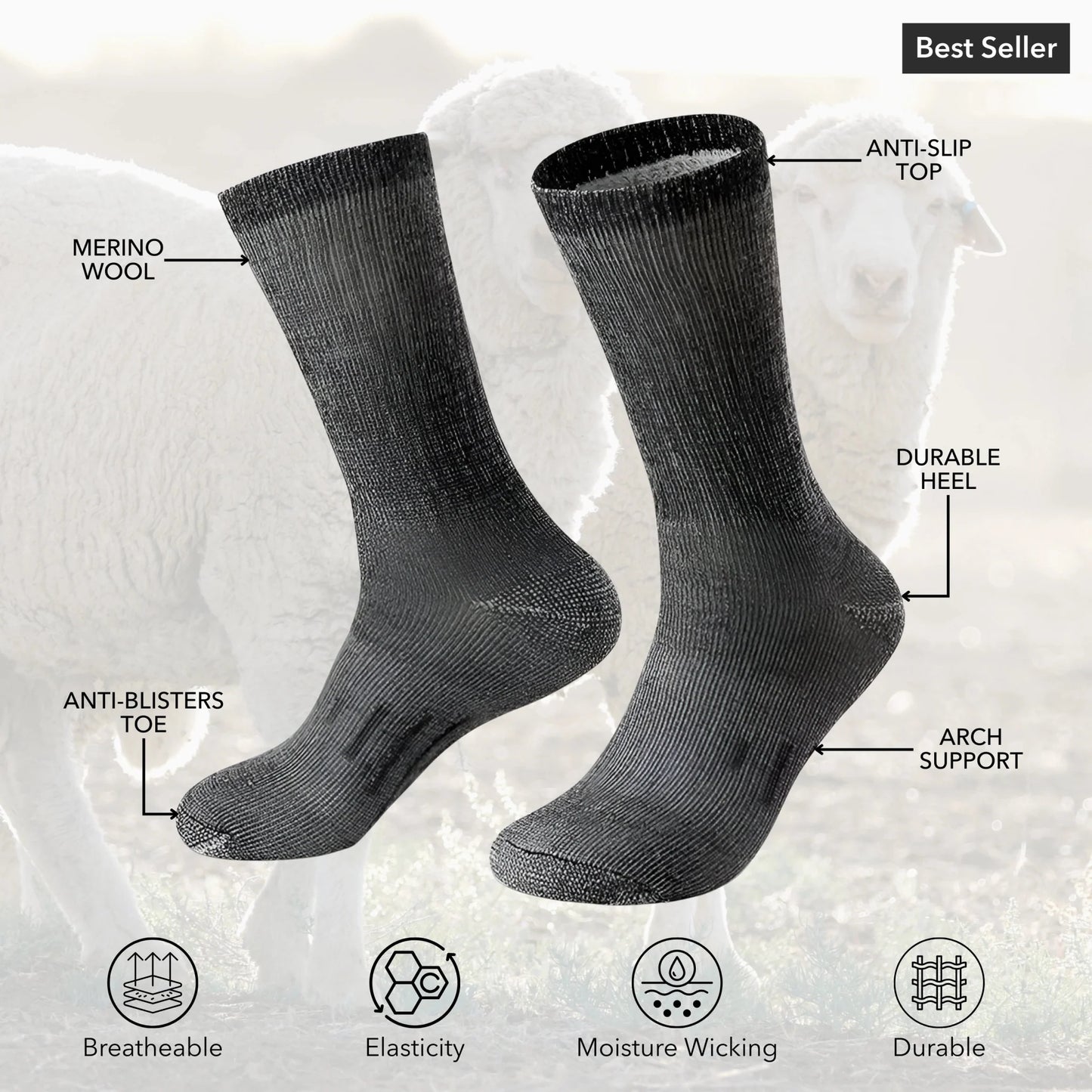 SoleBrace® Premium Merino Wool WorkFit™ Socks - SoleBrace® | For The Working Man