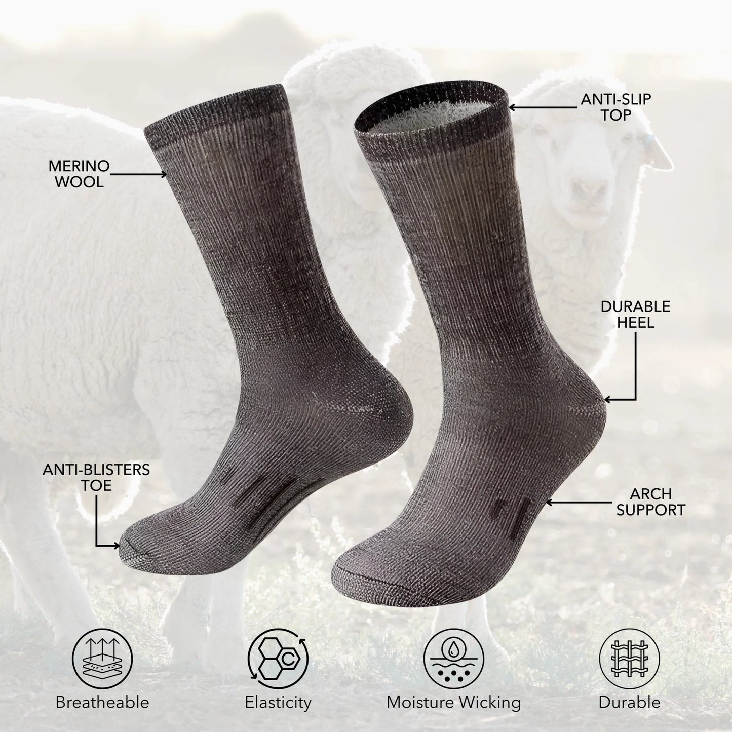 SoleBrace® Premium Merino Wool WorkFit™ Socks - SoleBrace® | For The Working Man
