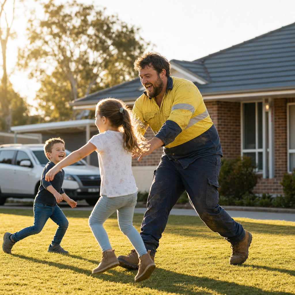 Worker active with family after work
