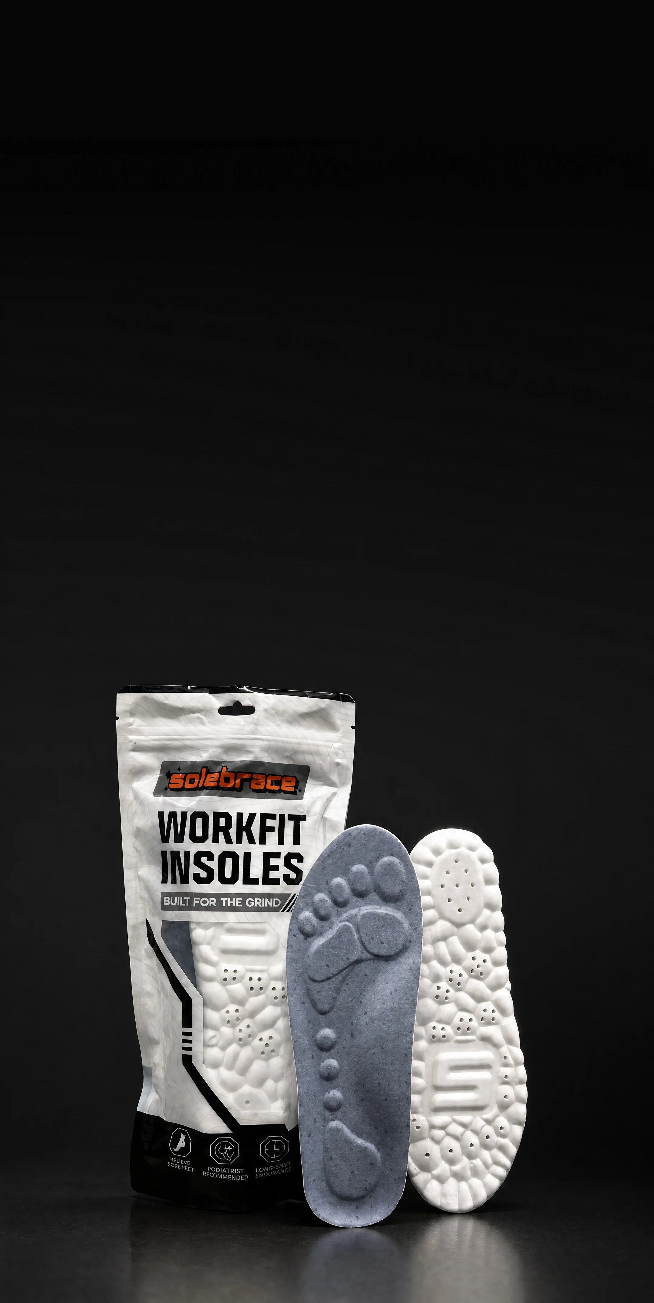 SoleBrace WorkFit insoles and packaging